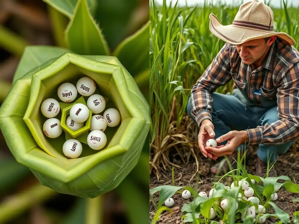 Small poison bait balls placed in a crop whorl or a farmer scattering