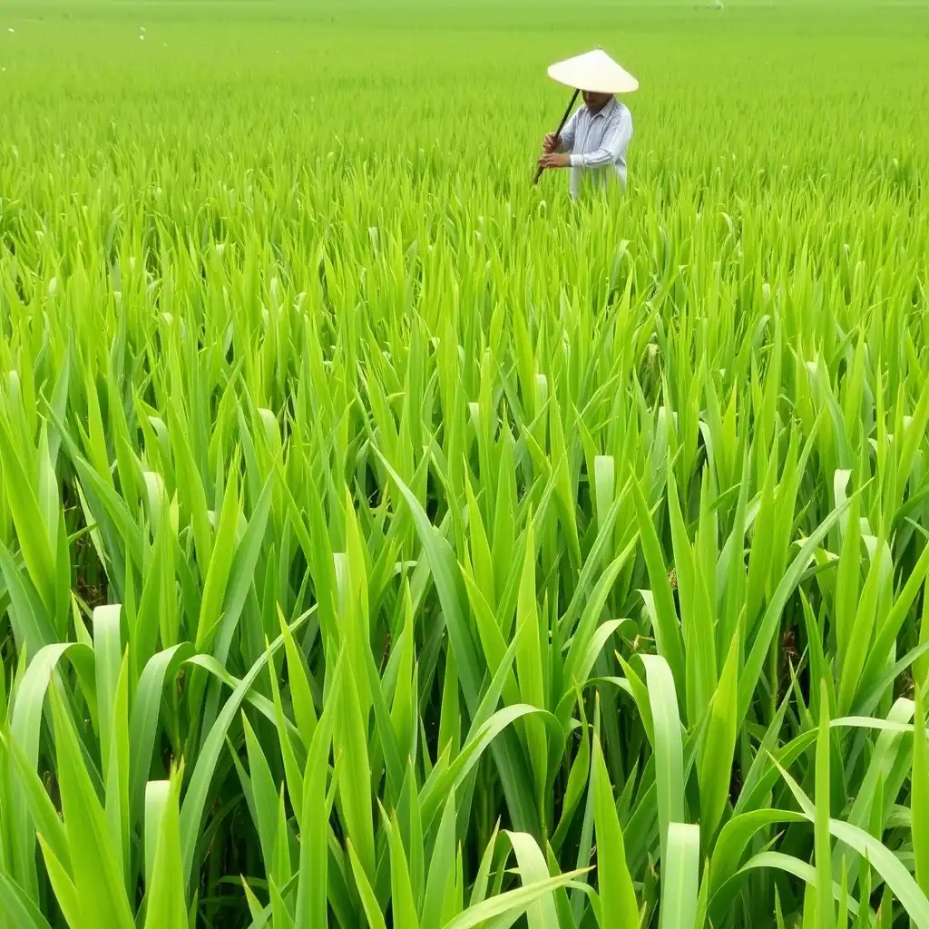 Healthy Boro paddy fields thrive with precise fertilizer application.