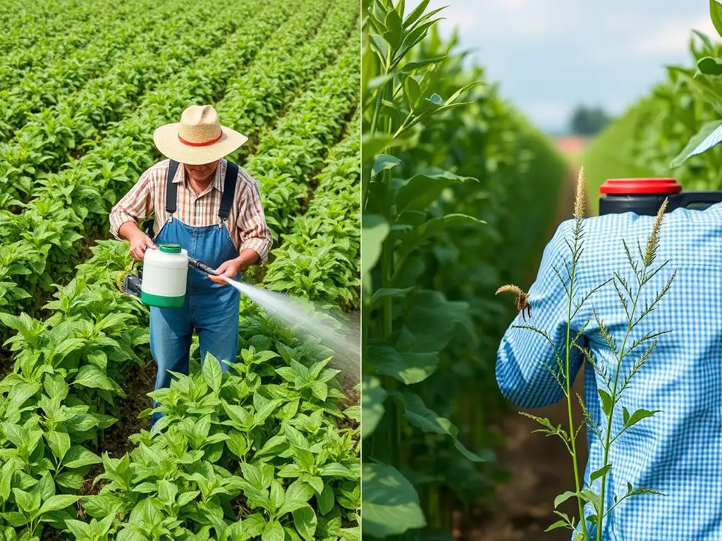 Farmer applying combination insecticide to protect crops from pests.