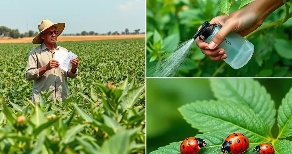 Farmer using biological control agents like Trichogramma for pest management.