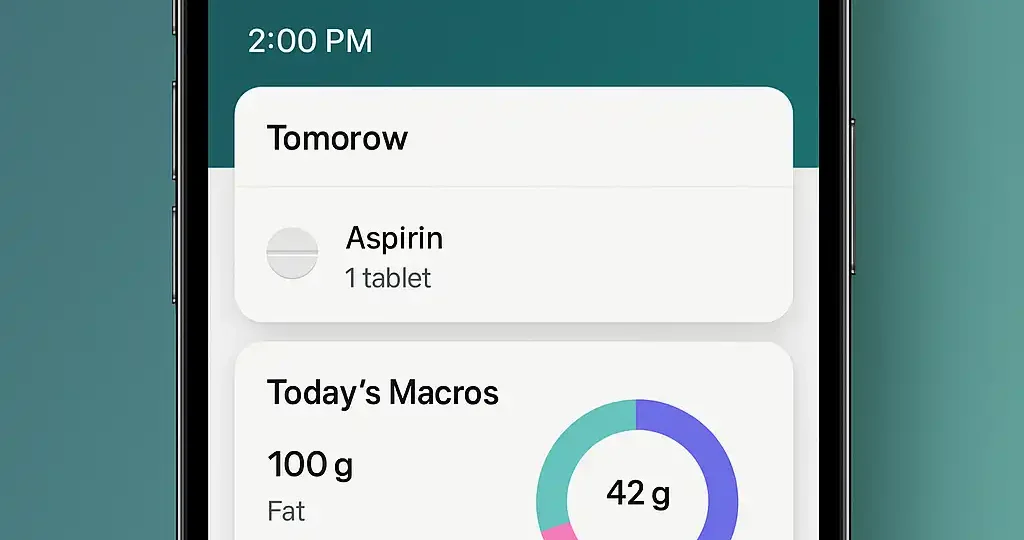 Ivim Health app screenshot showing medication tracking and consultation features for personalized wellness.”